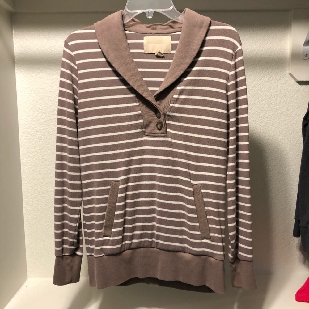 Taupe/brown with white striped pullover!